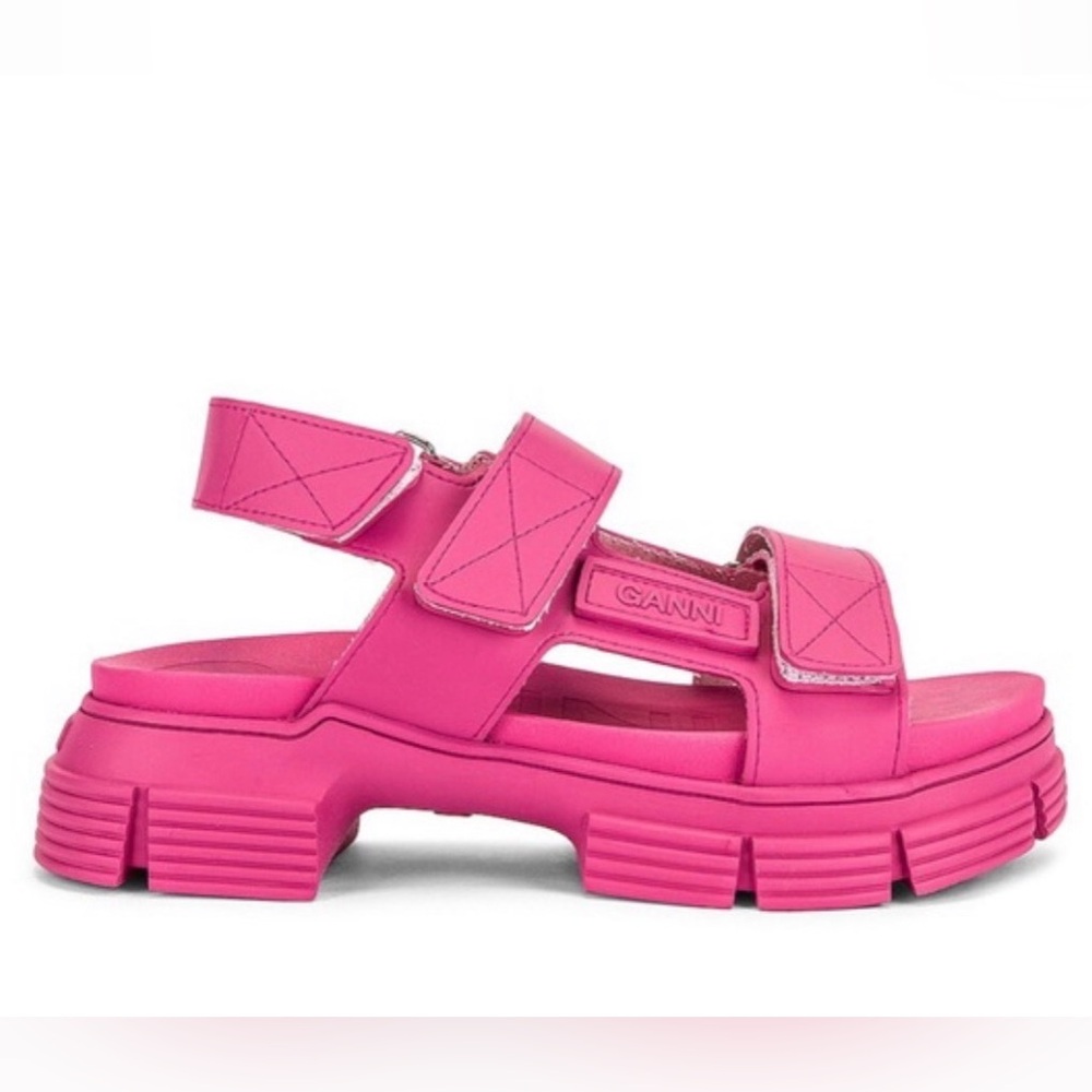 Ganni Hot Pink Chunky Platform Sandals - Picture 4 of 14